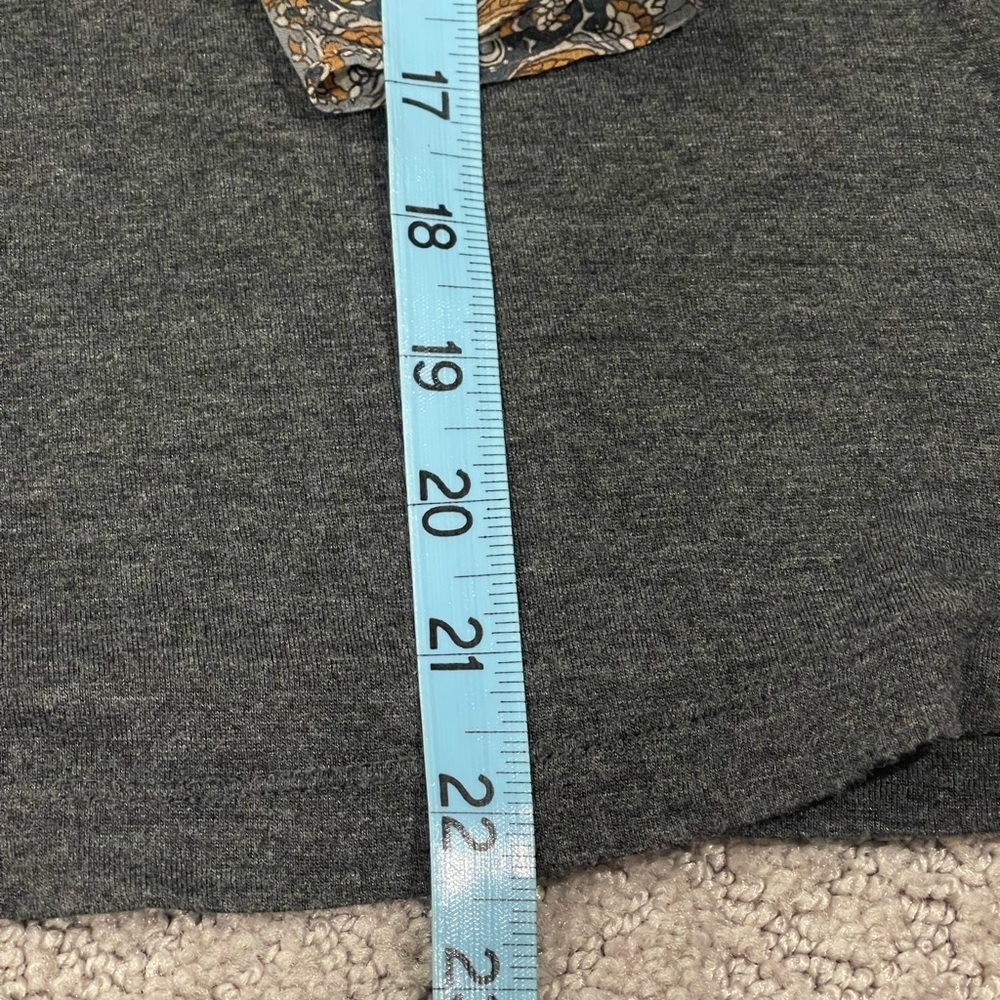 Anthropologie Tiny Joy Tie-Neck Mixed Print Top - Gray/Blue, Short Sleeve, XS - Picture 10 of 14